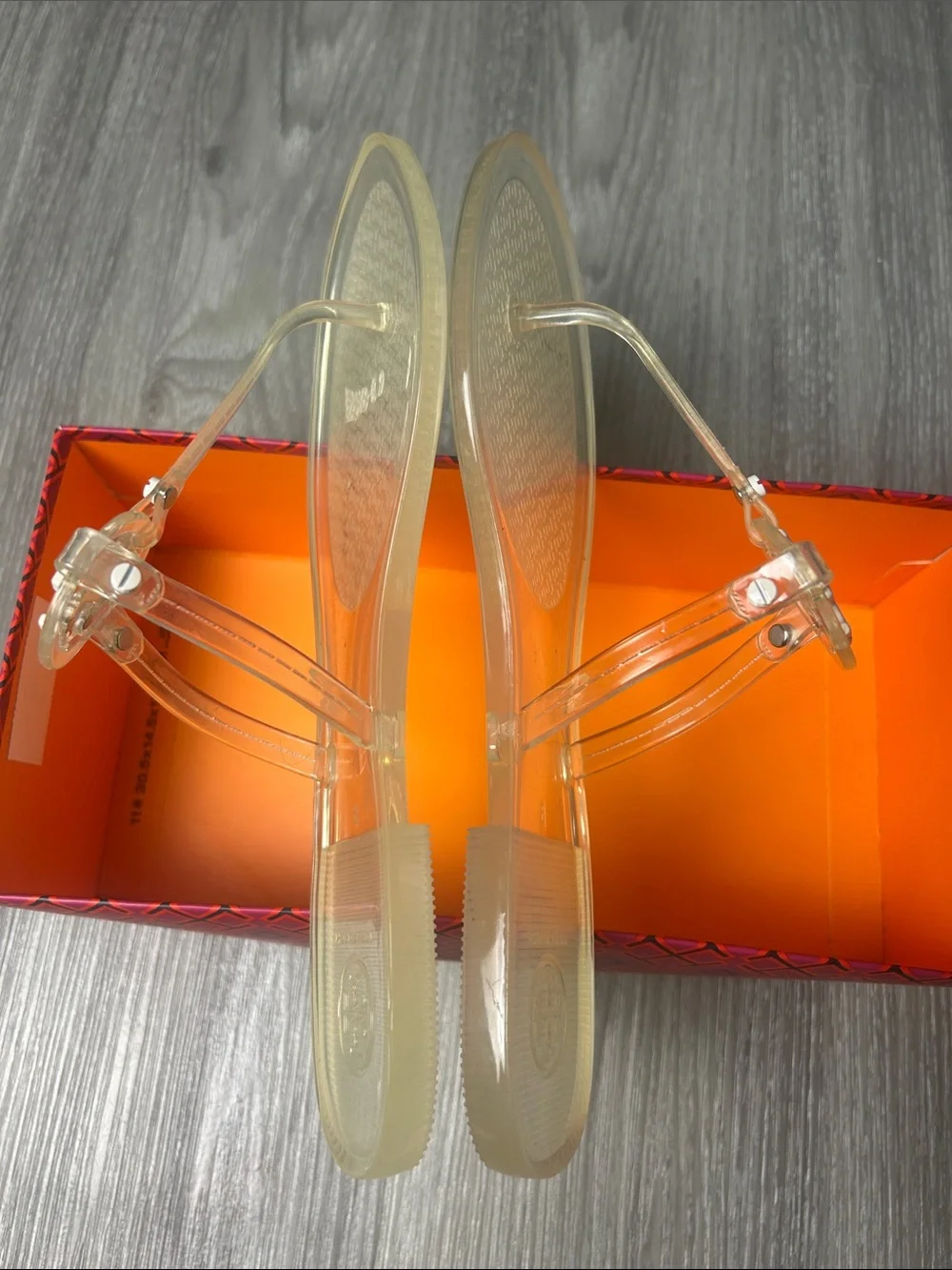 Tory Burch Mini Miller Clear Jelly Thong Sandals Size 8M